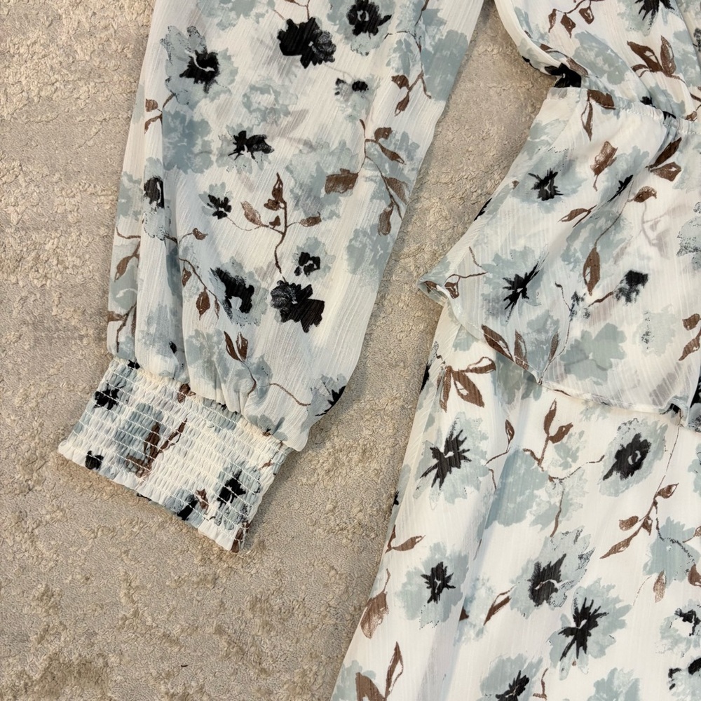 Gentle Fawn Floral Tiered Long Sleeve Chiffon Amilla Dress Size Small - Picture 5 of 12